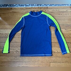 Mini Boden Blue and Neon Yellow Rash Guard - Size 11 / 12
